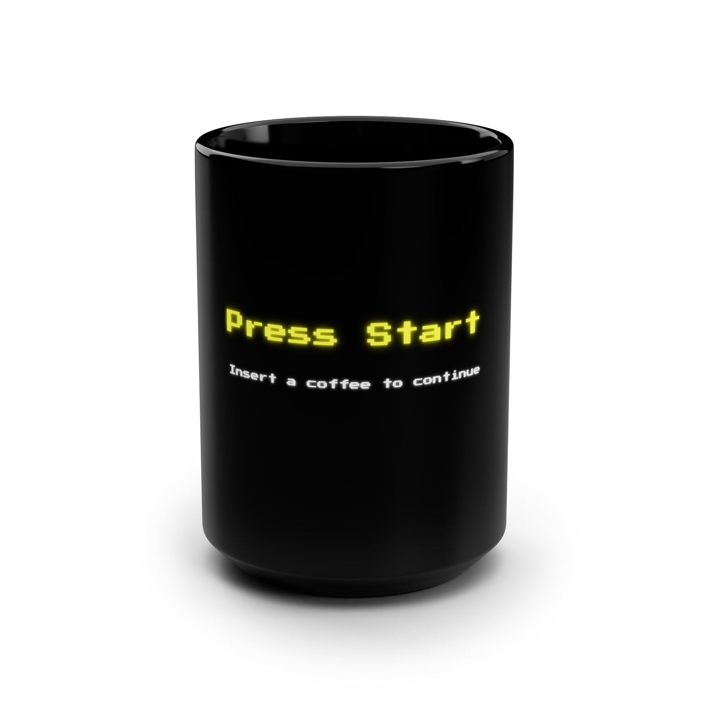 Press Start Coffee Mug - 15oz - Gaming Black Ceramic Mug