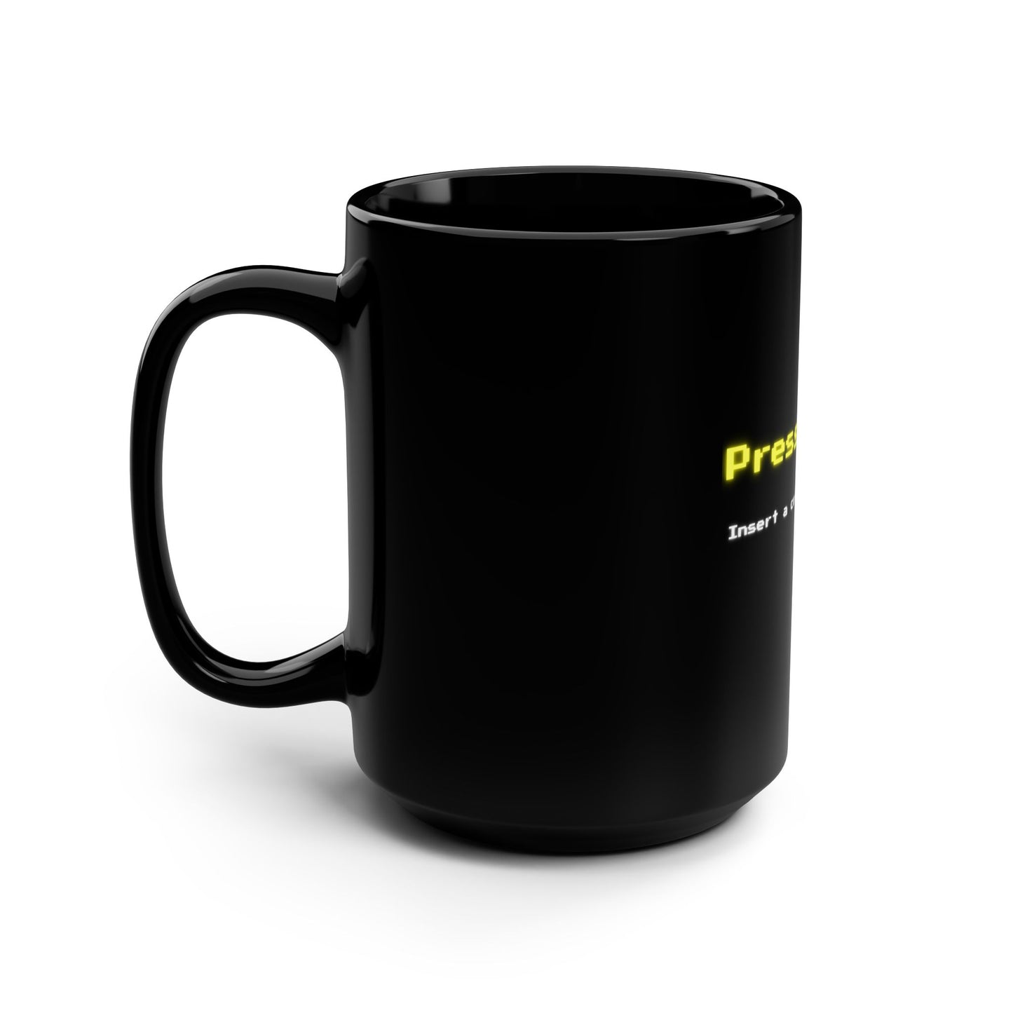 Press Start Coffee Mug - 15oz - Gaming Black Ceramic Mug